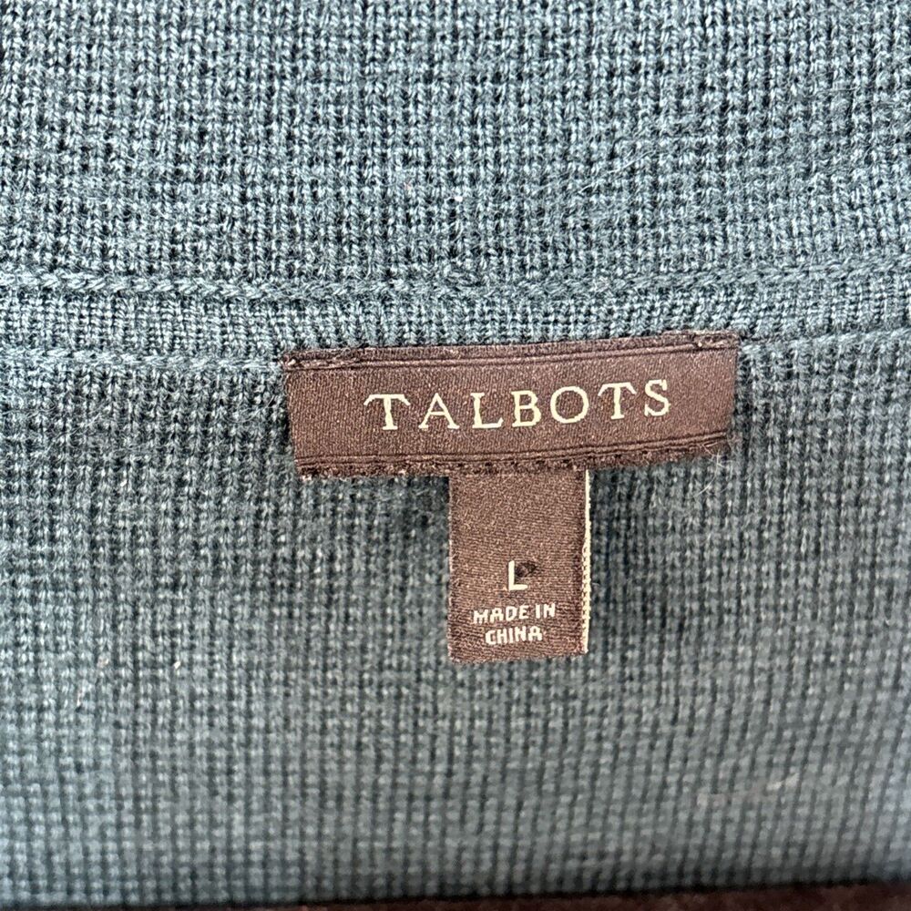 Talbots womens Cardigan Open Blazer forest Green Large wool Blend Pockets long L - Picture 4 of 9